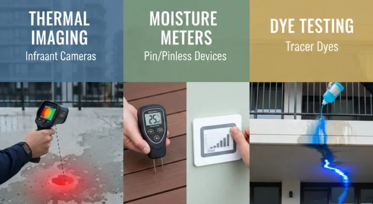 Balcony Leak Detection Methods Melbourne Thermal Imaging vs Moisture Meters vs Dye Testing Explained