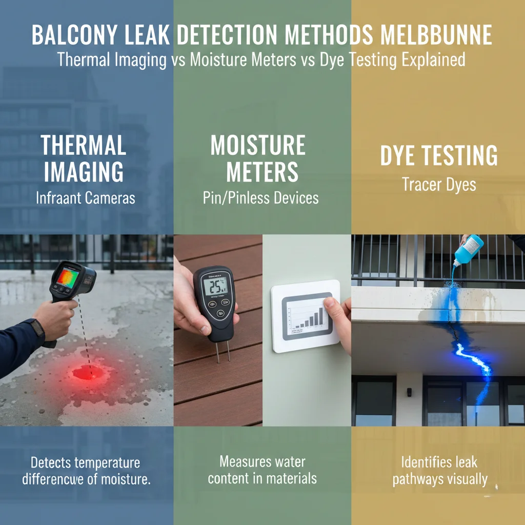 Balcony Leak Detection Methods Melbourne Thermal Imaging vs Moisture Meters vs Dye Testing Explained 