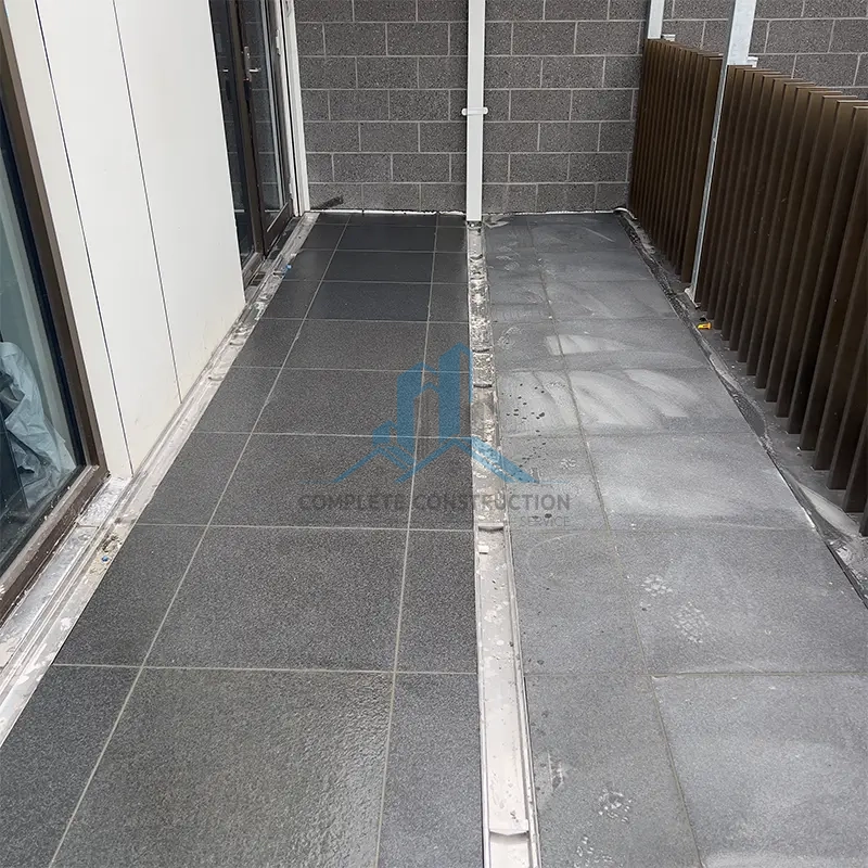 Retiled balcony after leak repairing
