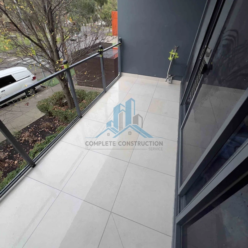 Balcony with new tiles after leak repair services in Melbourne