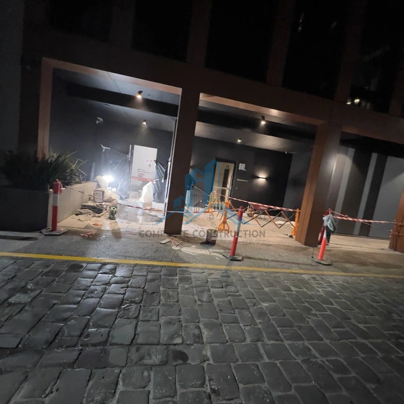 Upgrading External Pavers at Night in Collingwood Melbourne