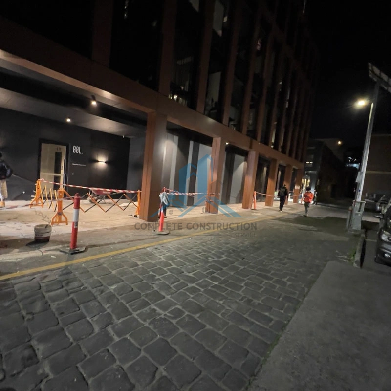 Upgrading External Pavers at Night in Collingwood Melbourne