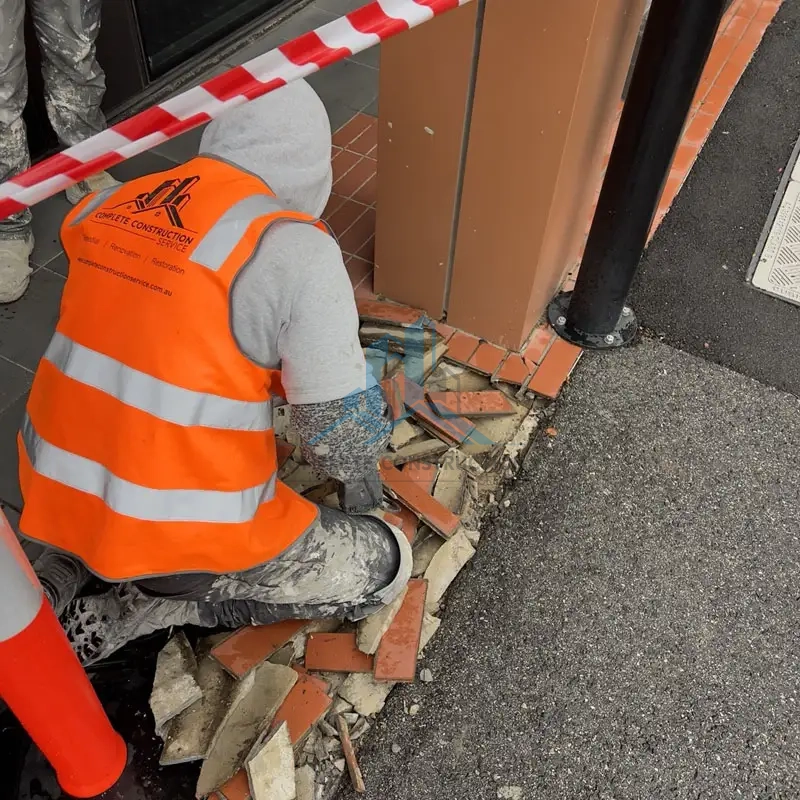 Demolition of External Old Pavers before Upgrade in Collingwood Melbourne