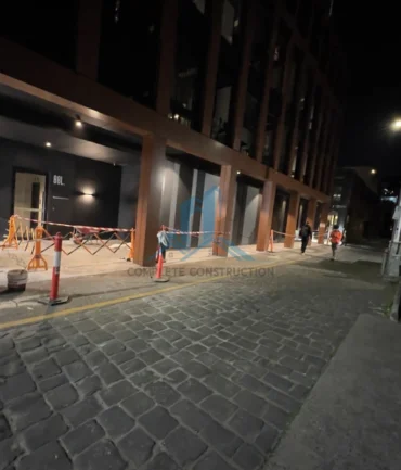 Working in night shift for installing new Pavers in Melbourne