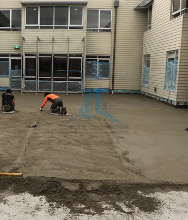 Tradeperson is screeding the floor in Brighton Melbourne