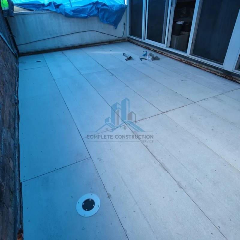 New balcony substrate installed with drainage outlet