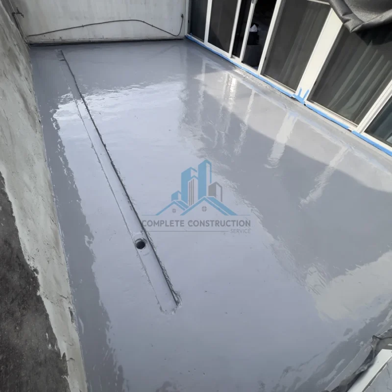 Waterproofing membrane applied over balcony screed