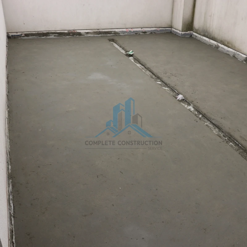 Freshly laid screed on terrace, Barkly St